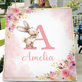 Personalized Baby Blanket with Name, Pink Bunny